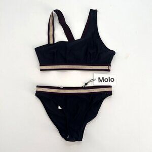 Molo Big Girls Size 15/16Y Black Nicola Asymmetrical Sporty Bikini